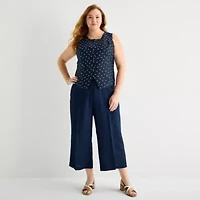 Liz Claiborne Womens Plus Round Neck Sleeveless Vest