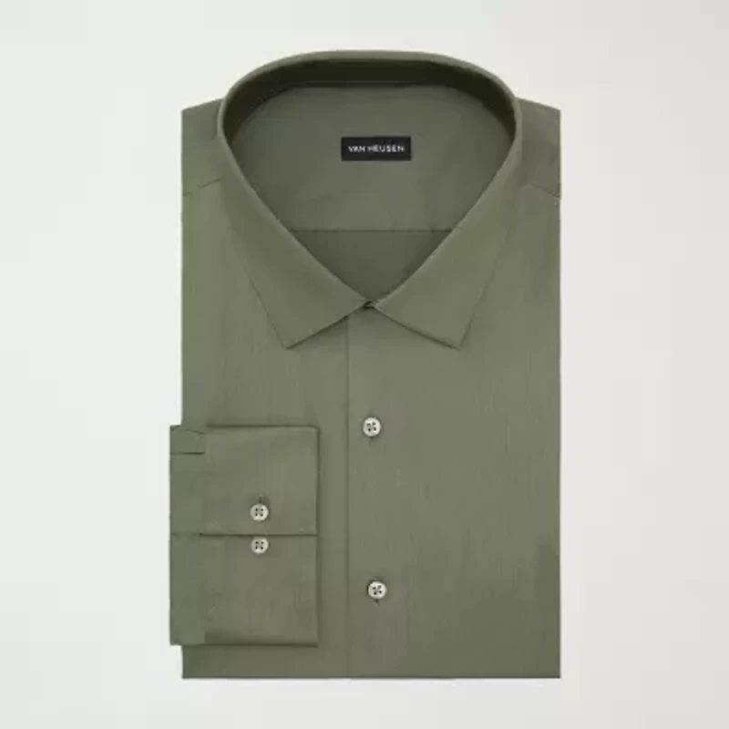 Van Heusen Ultra Flex Mens Slim Fit Stretch Fabric Wrinkle Free Long Sleeve Dress Shirt