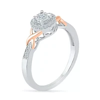 Promise My Love Womens 1/6 CT. T.W. Natural White Diamond 10K Rose Gold Over Silver Round Ring