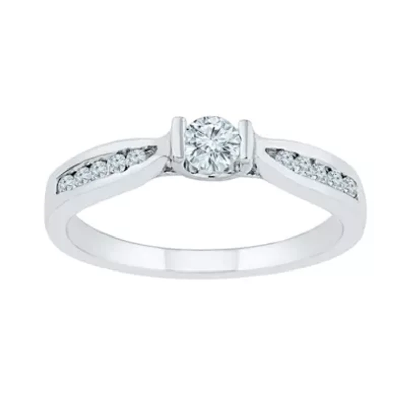 Promise My Love Womens 1/3 CT. T.W. Natural White Diamond 10K Gold Round Ring