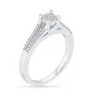 Promise My Love Womens 1/10 CT. T.W. Natural White Diamond 10K Gold Round Side Stone Ring