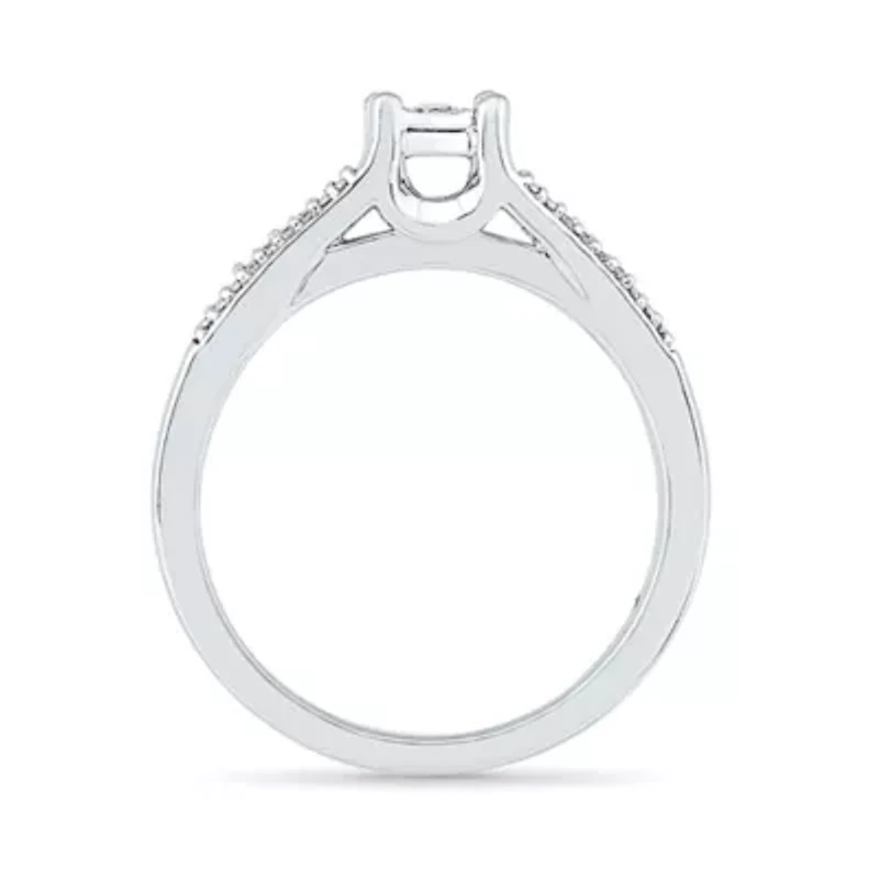 Promise My Love Womens 1/10 CT. T.W. Natural White Diamond 10K Gold Round Side Stone Ring