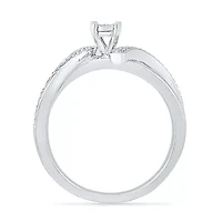 Promise My Love Womens 1/10 CT. T.W. Natural White Diamond Sterling Silver Round Bypass  Ring