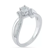 Promise My Love Womens 1/10 CT. T.W. Natural White Diamond Sterling Silver Round Bypass  Ring