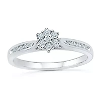 Womens 1/6 CT. T.W. Natural White Diamond 10K Gold Round Side Stone Promise Ring