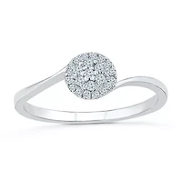 Promise My Love Womens 1/8 CT. T.W. Natural White Diamond Sterling Silver Round Halo Ring