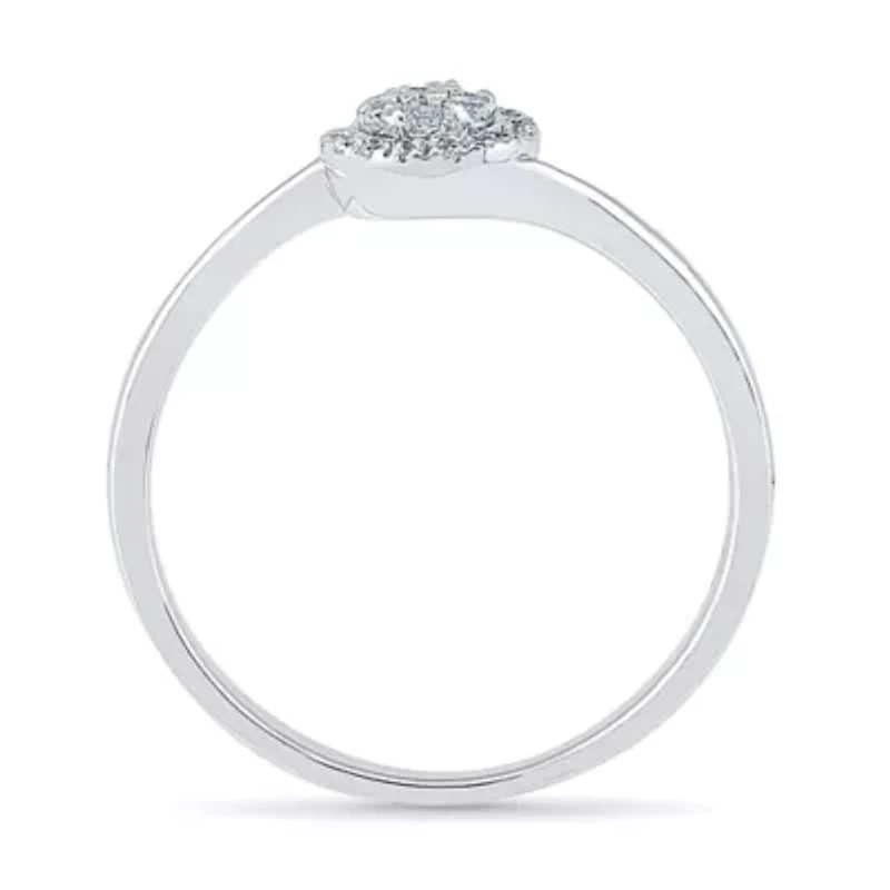 Promise My Love Womens 1/8 CT. T.W. Natural White Diamond Sterling Silver Round Halo Ring