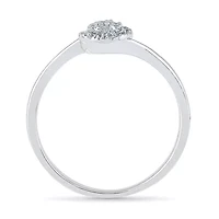 Promise My Love Womens 1/8 CT. T.W. Natural White Diamond Sterling Silver Round Halo Ring