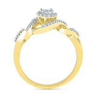 Promise My Love Womens 1/5 CT. Natural White Diamond 10K Gold Round Side Stone Halo Ring