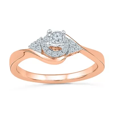 Promise My Love Womens 1/5 CT. Natural White Diamond 10K Gold Round Ring