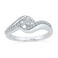 Promise My Love Womens 1/5 CT. Natural White Diamond Sterling Silver Round Ring