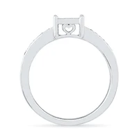 Promise My Love Womens 1/6 CT. T.W. Natural White Diamond Sterling Silver Side Stone Ring