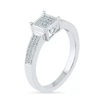Promise My Love Womens 1/6 CT. T.W. Natural White Diamond Sterling Silver Side Stone Ring