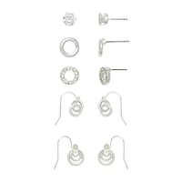 Mixit Womens Cubic Zirconia Round 5 Pair Earring Set