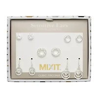 Mixit Womens Cubic Zirconia Round 5 Pair Earring Set