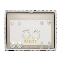 Mixit Womens Cubic Zirconia Round Hypoallergenic 5 Pair Earring Set