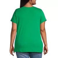 St. John's Bay Womens Plus V Neck Short Sleeve T-Shirt