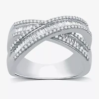 (H-I / I1) Womens 1 CT. T.W. Lab Grown White Diamond 10K Gold Crossover Band
