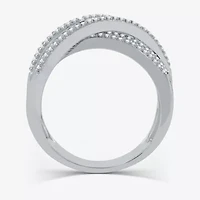 (H-I / I1) Womens 1 CT. T.W. Lab Grown White Diamond 10K Gold Crossover Band
