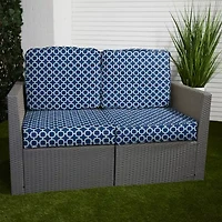 Mozaic Company Deep Seating Loveseat Cushion Set,Corded Patio Seat Cushion - Hockley Fresco Navy