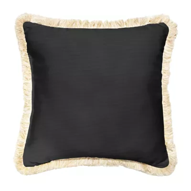 Mozaic Company 18'' Fringe Outdoor Pillow - Canvas Black