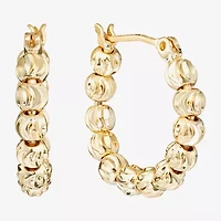 Silver Reflections Beaded Womens 24K Gold Over Brass 19.3mm Hoop Earrings