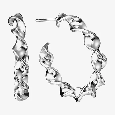 Silver Reflections Twisted Womens 29.4mm Hoop Earrings