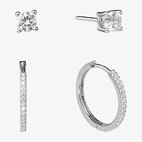 Sparkle Allure Womens Cubic Zirconia 2 Pair Earring Set