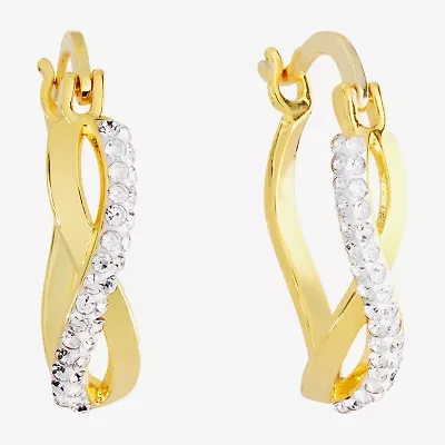 Sparkle Allure Twist Womens Crystal 24K Gold Over Brass 22.3mm Hoop Earrings