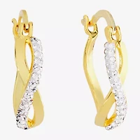 Sparkle Allure Twist Womens Crystal 24K Gold Over Brass 22.3mm Hoop Earrings