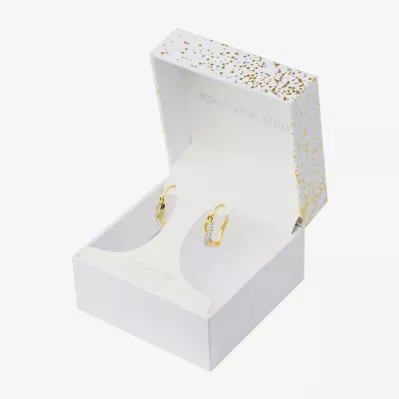 Sparkle Allure Twist Womens Crystal 24K Gold Over Brass 22.3mm Hoop Earrings