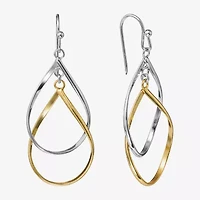 Silver Reflections Double Womens 24K Gold Over Brass Pure Silver Over Brass Drop Earrings