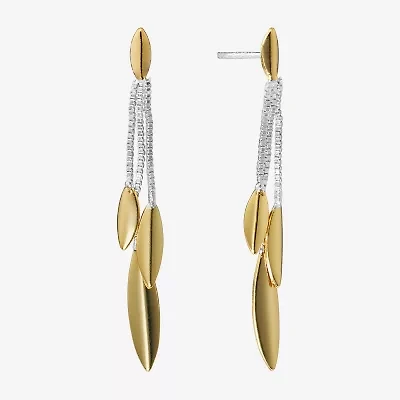 Silver Reflections Tri Womens 24K Gold Over Brass Pure Silver Over Brass Drop Earrings