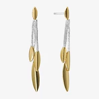 Silver Reflections Tri Womens 24K Gold Over Brass Pure Silver Over Brass Drop Earrings