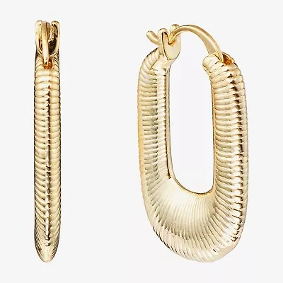 Silver Reflections Textured Womens 14K Gold Over Brass 29.4mm Square Hoop Earrings