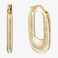 Silver Reflections Textured Womens 14K Gold Over Brass 29.4mm Square Hoop Earrings