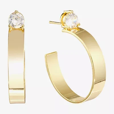 Silver Reflections Womens Cubic Zirconia 14K Gold Over Brass 36.8mm Hoop Earrings