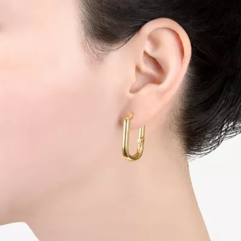 Silver Reflections Womens 14K Gold Over Brass 24.3mm Rectangular Hoop Earrings