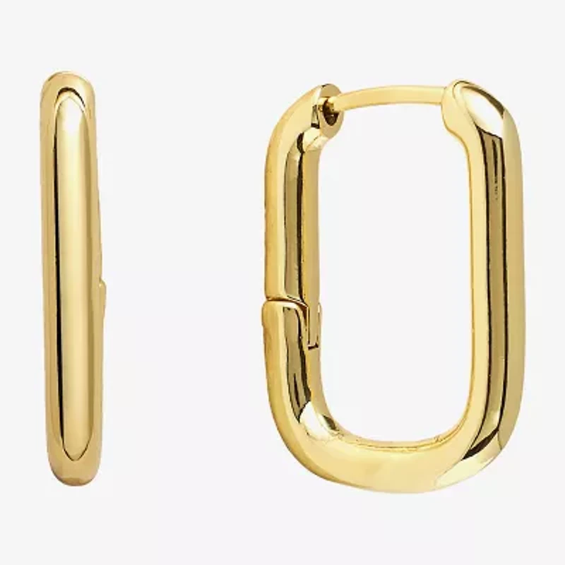 Silver Reflections Womens 14K Gold Over Brass 24.3mm Rectangular Hoop Earrings