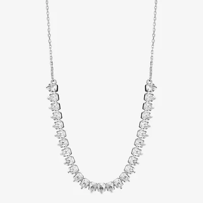 Silver Reflections Frontal Womens Cubic Zirconia Pure Silver Over Brass 16 Inch Tennis Necklace