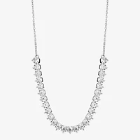 Silver Reflections Frontal Womens Cubic Zirconia Pure Silver Over Brass 16 Inch Tennis Necklace