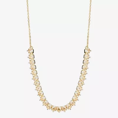 Silver Reflections Frontal Womens Cubic Zirconia 14K Gold Over Brass 16 Inch Tennis Necklace