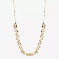 Silver Reflections Frontal Womens Cubic Zirconia 14K Gold Over Brass 16 Inch Tennis Necklace