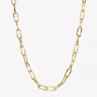 Silver Reflections Womens 14K Gold Over Brass 18 Inch Paperclip Chain Necklace