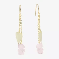 Sparkle Allure Womens Pink Quartz 14K Gold Over Brass Heart Drop Earrings