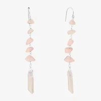Sparkle Allure Womens Pink Quartz Pure Silver Over Brass Drop Earrings