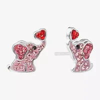 Silver Treasures Elephant Pink Crystal Sterling Silver 11.4mm Heart Stud Earrings