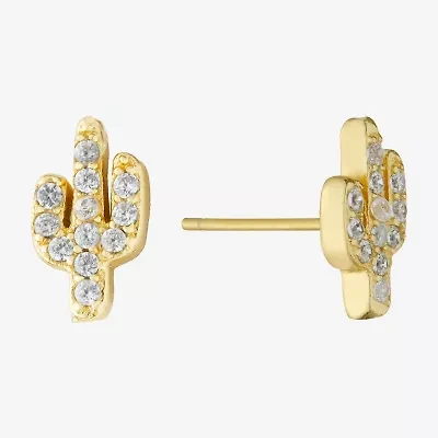Silver Treasures Cactus Cubic Zirconia 14K Gold Over Silver 7.1mm Stud Earrings