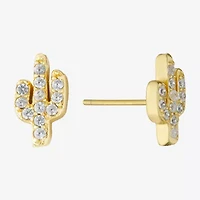 Silver Treasures Cactus Cubic Zirconia 14K Gold Over Silver 7.1mm Stud Earrings