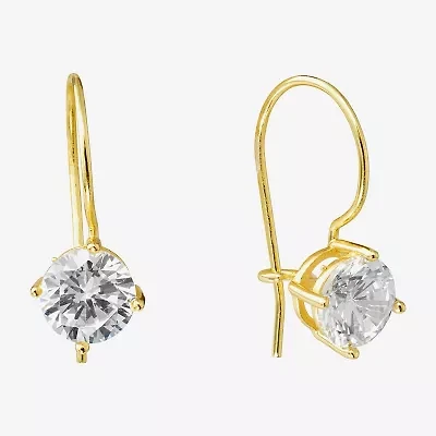 Silver Treasures Womens Cubic Zirconia 14K Gold Over Silver Round Drop Earrings